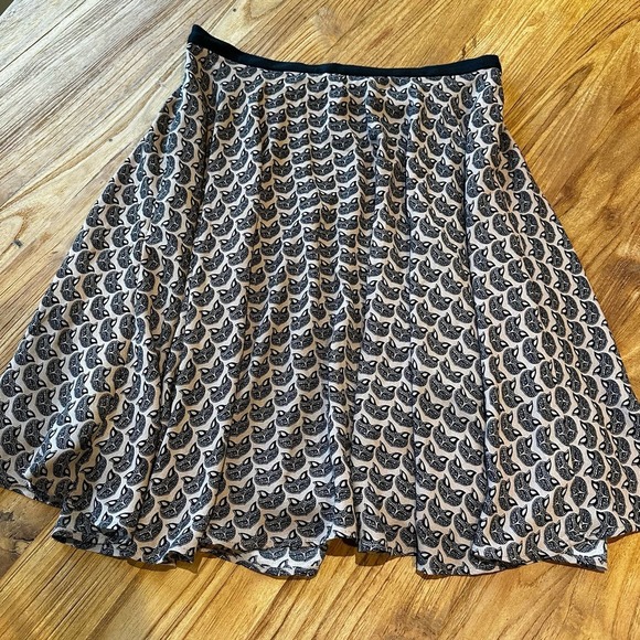 Anthropologie Eva Franco Fox Print Palisades Women’s Swing Circle Skirt - Picture 11 of 11